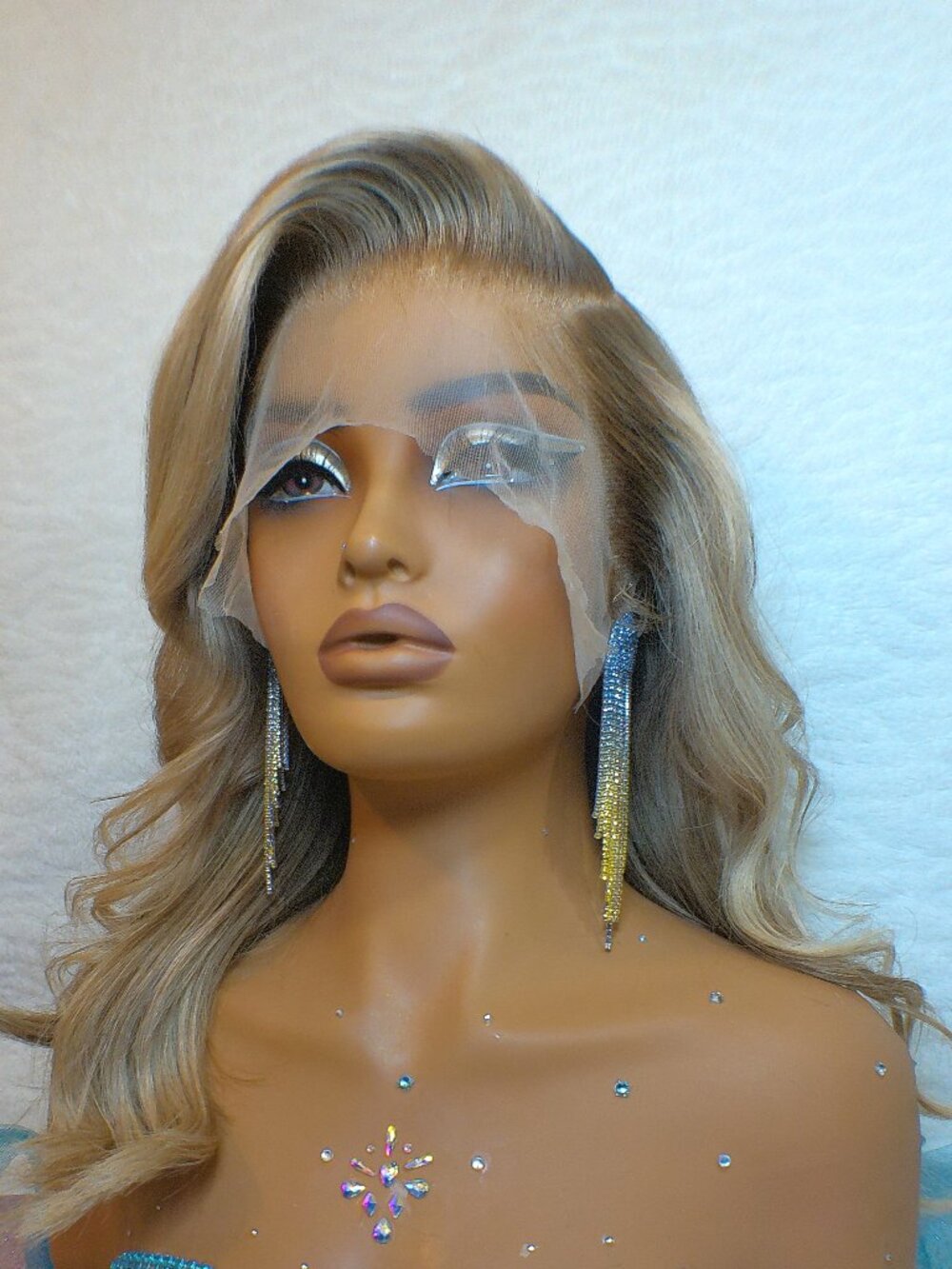 Shoulder Length Blonde Balayage Lace Wig 100% Human Hair 13x6 Bleached Knots